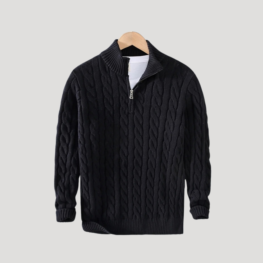 Arne | Cable-Knit Zip-Up Enduring Cardigan — Allyours Closet (view 3)