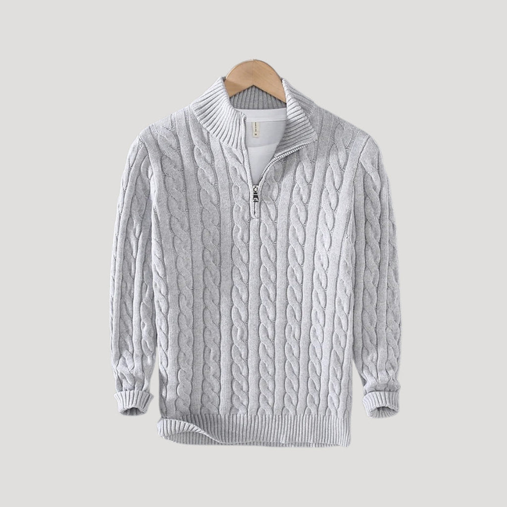 Arne | Cable-Knit Zip-Up Enduring Cardigan — Allyours Closet (view 4)