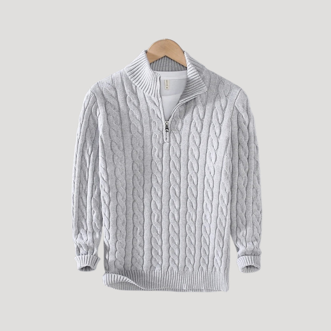 Arne | Cable-Knit Zip-Up Enduring Cardigan — Allyours Closet (view 4)