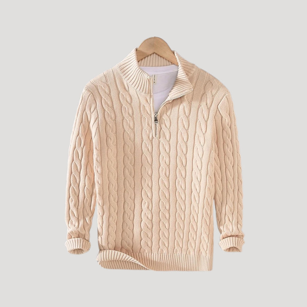 Arne | Cable-Knit Zip-Up Enduring Cardigan — Allyours Closet (view 5)