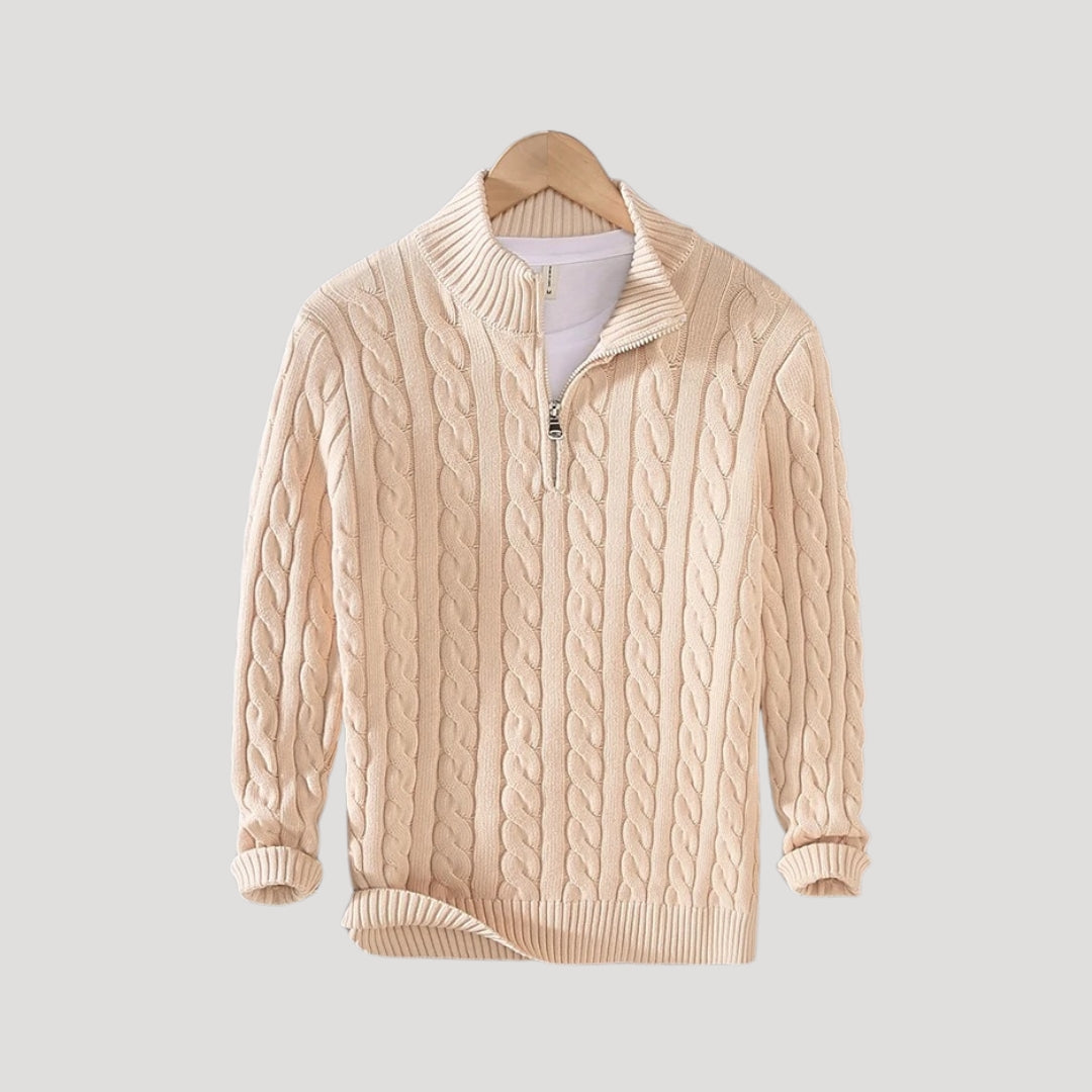 Arne | Cable-Knit Zip-Up Enduring Cardigan — Allyours Closet (view 5)