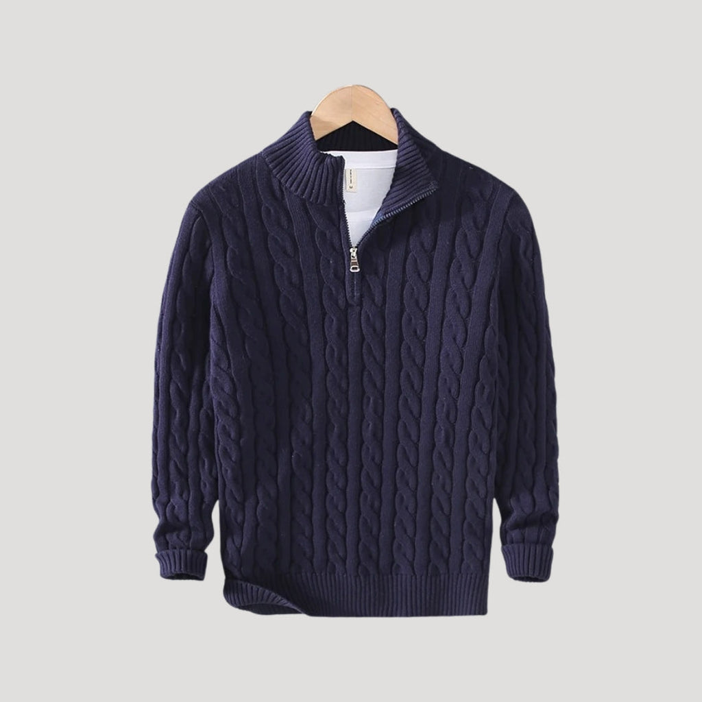 Arne | Cable-Knit Zip-Up Enduring Cardigan — Allyours Closet (view 7)