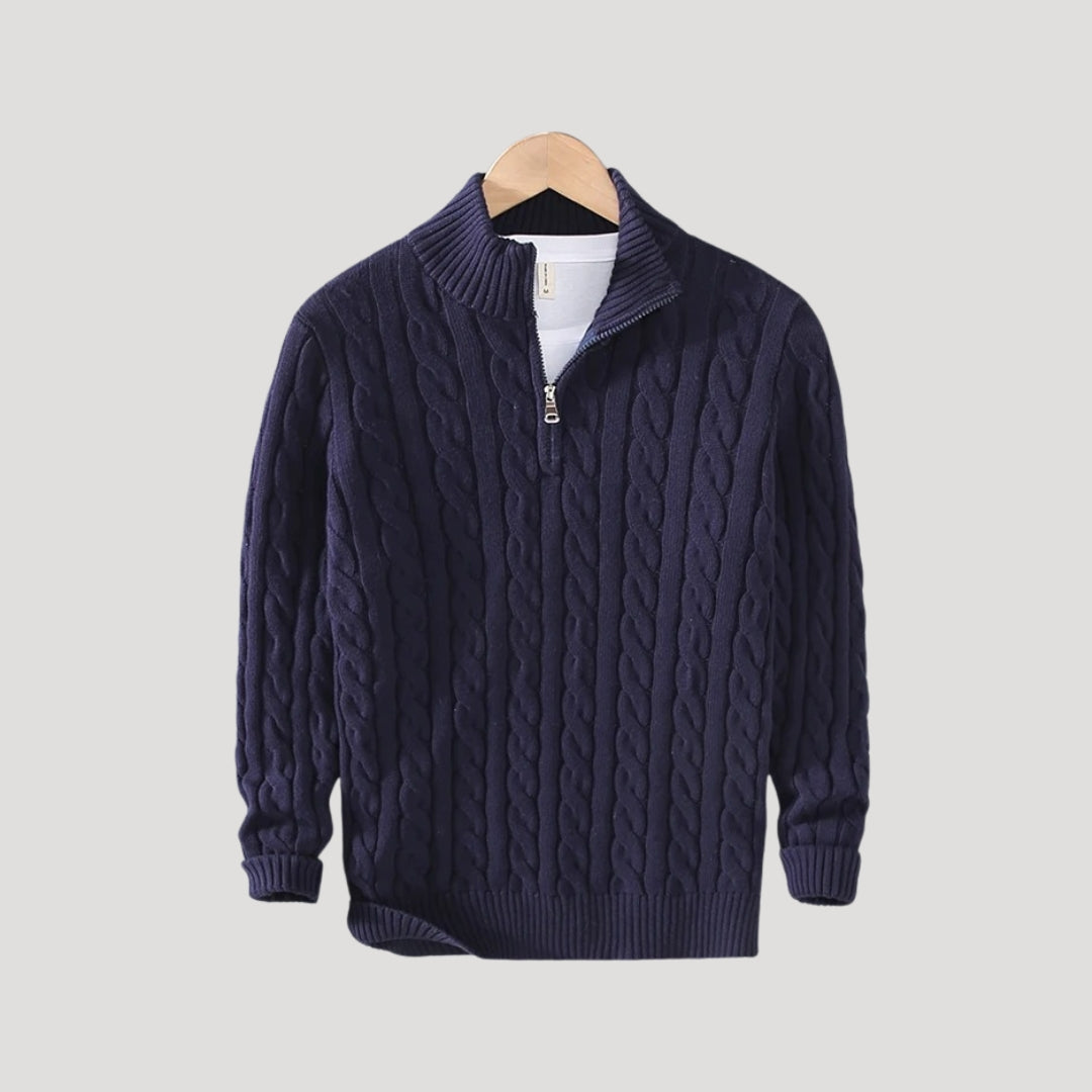 Arne | Cable-Knit Zip-Up Enduring Cardigan — Allyours Closet (view 7)