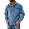 Casual corduroy shirt with button placket and chest pocket — Allyours Closet (view 2)