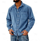 Casual corduroy shirt with button placket and chest pocket — Allyours Closet (view 2)