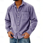 Casual corduroy shirt with button placket and chest pocket — Allyours Closet (view 5)