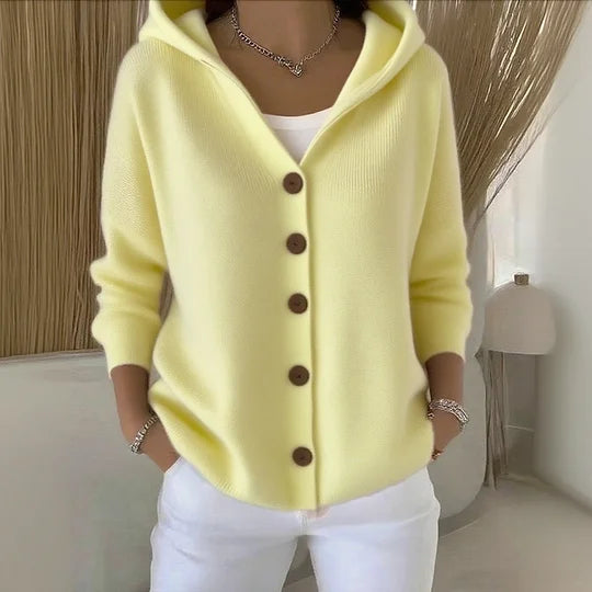 Casual Knit Cardigan with Hood and Button Front — Allyours Closet (view 4)