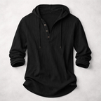 Casual Pullover Shirt with Drawcord Hood and Button Placket — Allyours Closet (view 6)