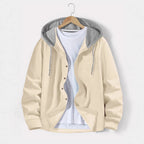 Men's Ribbed Knit Hooded Shirt with Button Front and Chest Pocket — Allyours Closet (view 7)