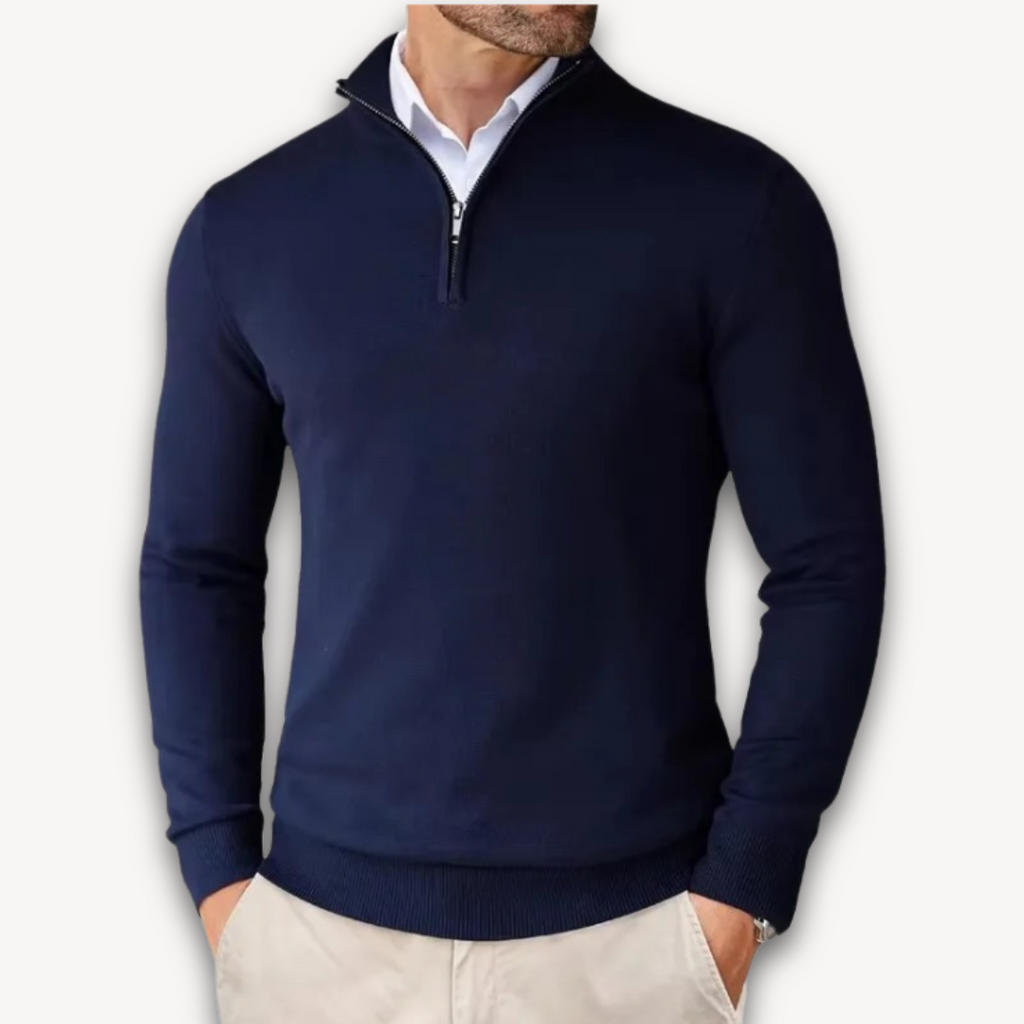 Everardo | Mock-Neck Ribbed Poised Sweater — Allyours Closet (view 3)