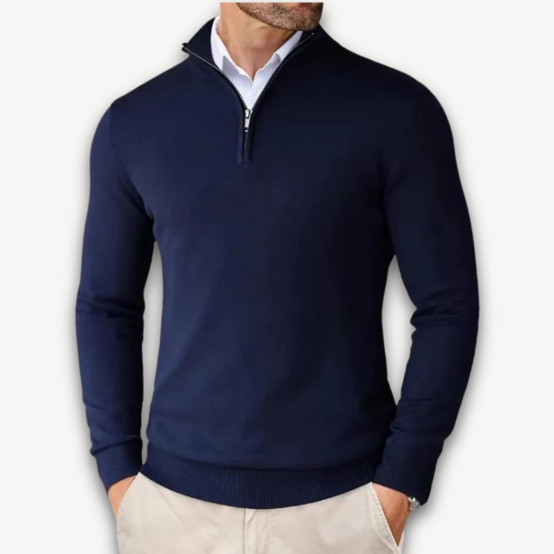 Everardo | Mock-Neck Ribbed Poised Sweater — Allyours Closet (view 3)