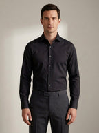 Slim Fit Long Sleeve Dress Shirt in Black