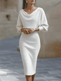 Hedda | Batwing Cowl-Neck Midi Dress — Allyours Closet