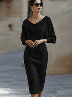 Hedda | Batwing Cowl-Neck Midi Dress — Allyours Closet (view 10)