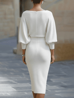 Hedda | Batwing Cowl-Neck Midi Dress — Allyours Closet (view 11)