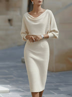 Hedda | Batwing Cowl-Neck Midi Dress — Allyours Closet (view 2)