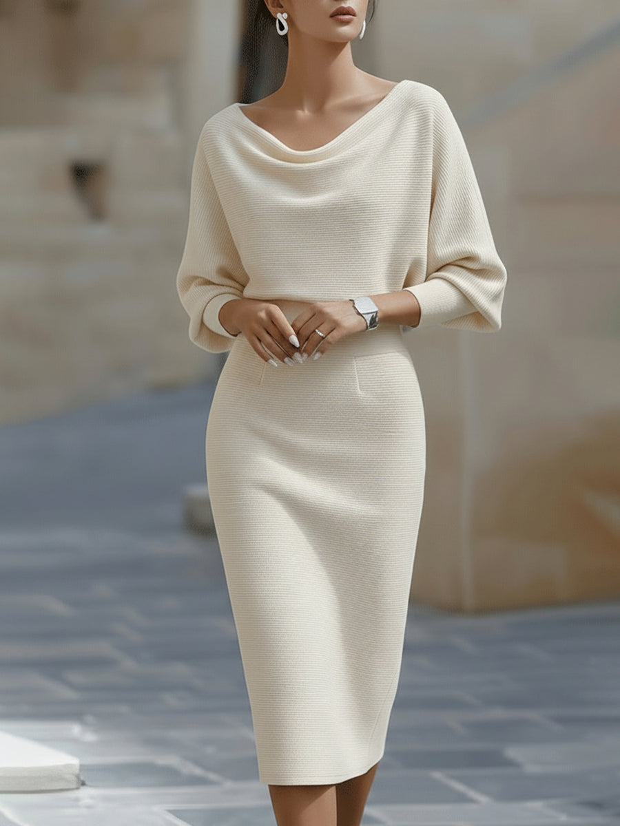 Hedda | Batwing Cowl-Neck Midi Dress — Allyours Closet (view 2)