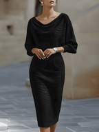Hedda | Batwing Cowl-Neck Midi Dress — Allyours Closet (view 3)
