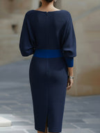 Hedda | Batwing Cowl-Neck Midi Dress — Allyours Closet (view 7)
