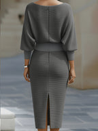 Hedda | Batwing Cowl-Neck Midi Dress — Allyours Closet (view 9)