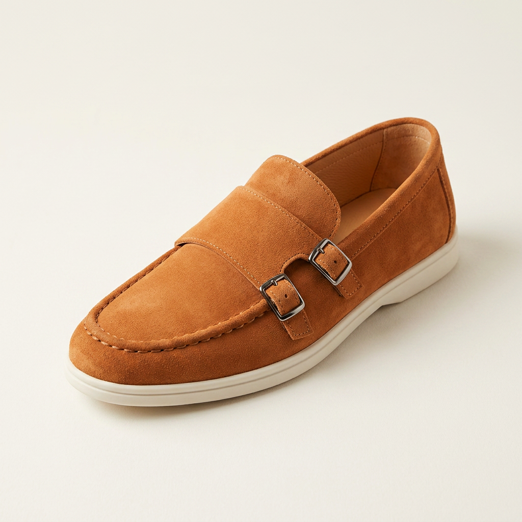 Como Suede Double-Buckle Loafers — Allyours Closet