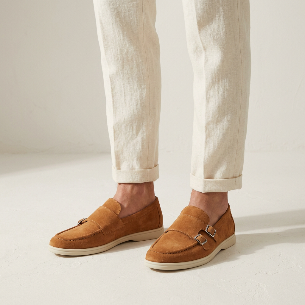 Como Suede Double-Buckle Loafers — Allyours Closet (view 4)