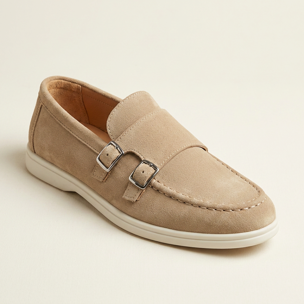 Como Suede Double-Buckle Loafers — Allyours Closet (view 6)