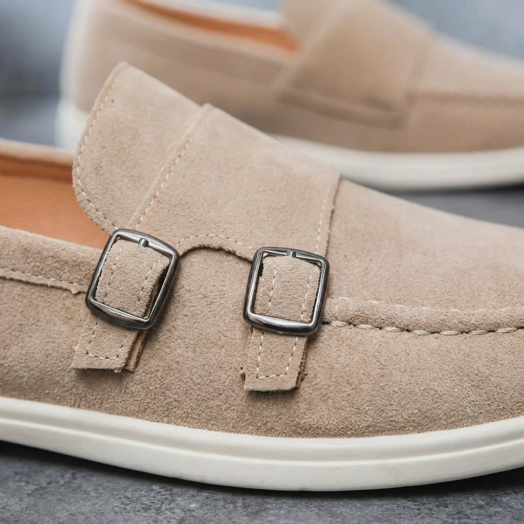 Como Suede Double-Buckle Loafers — Allyours Closet (view 8)