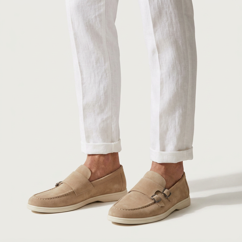 Como Suede Double-Buckle Loafers — Allyours Closet (view 9)