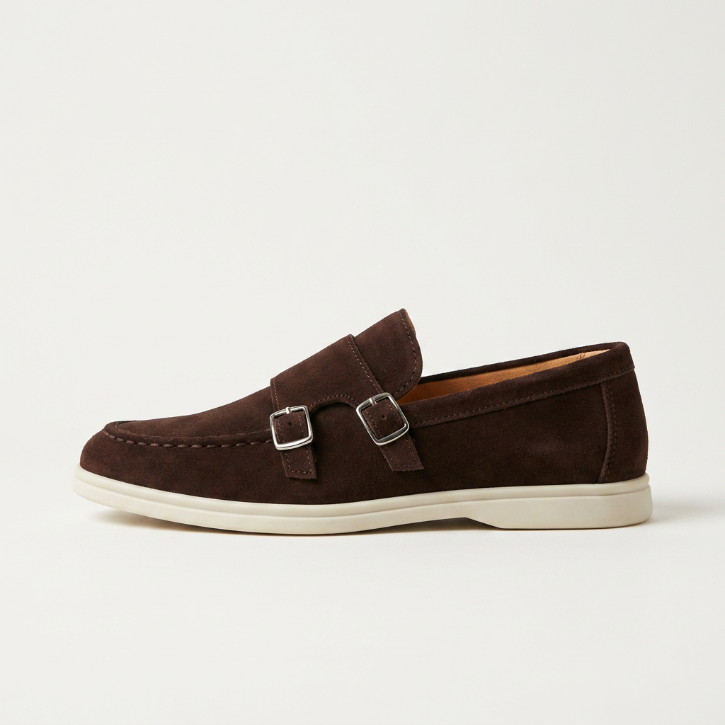 Como Suede Double-Buckle Loafers — Allyours Closet (view 12)