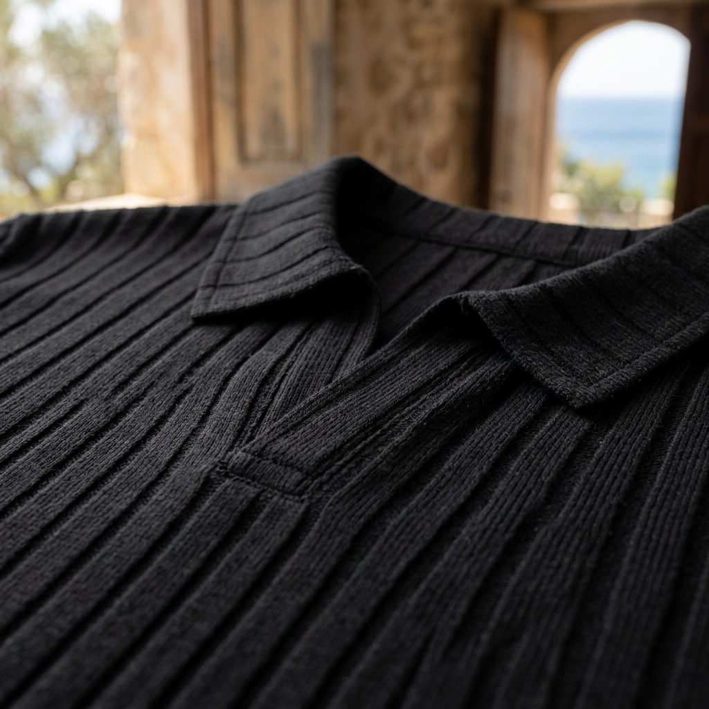 Taormina Ribbed Knit Polo — Allyours Closet (view 7)