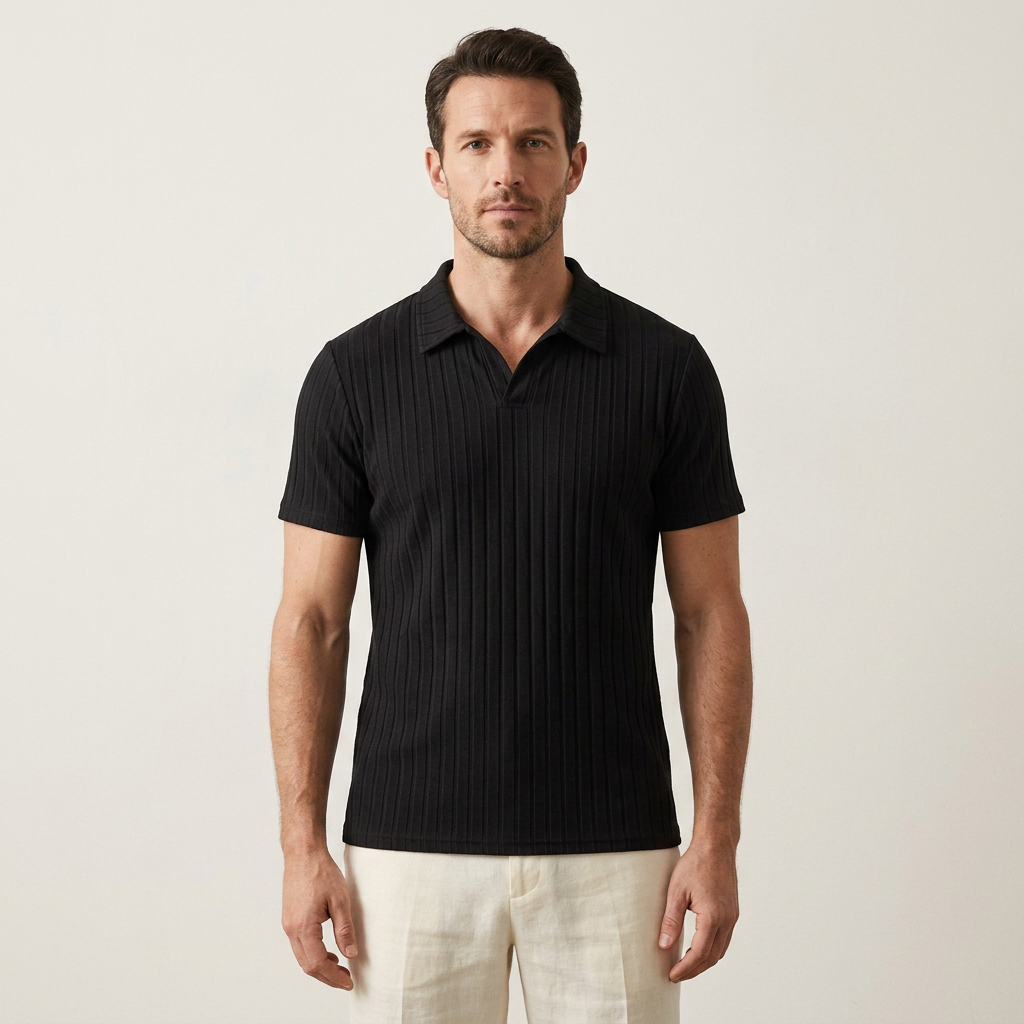Taormina Ribbed Knit Polo — Allyours Closet (view 6)