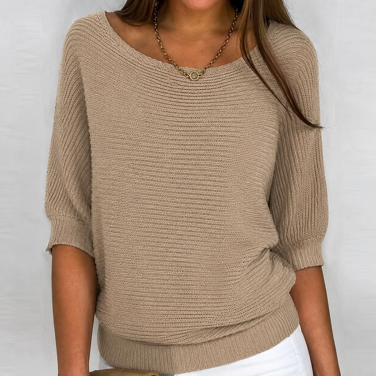 Hyacinth | Relaxed Ribbed-Hem Sweater — Allyours Closet (view 3)
