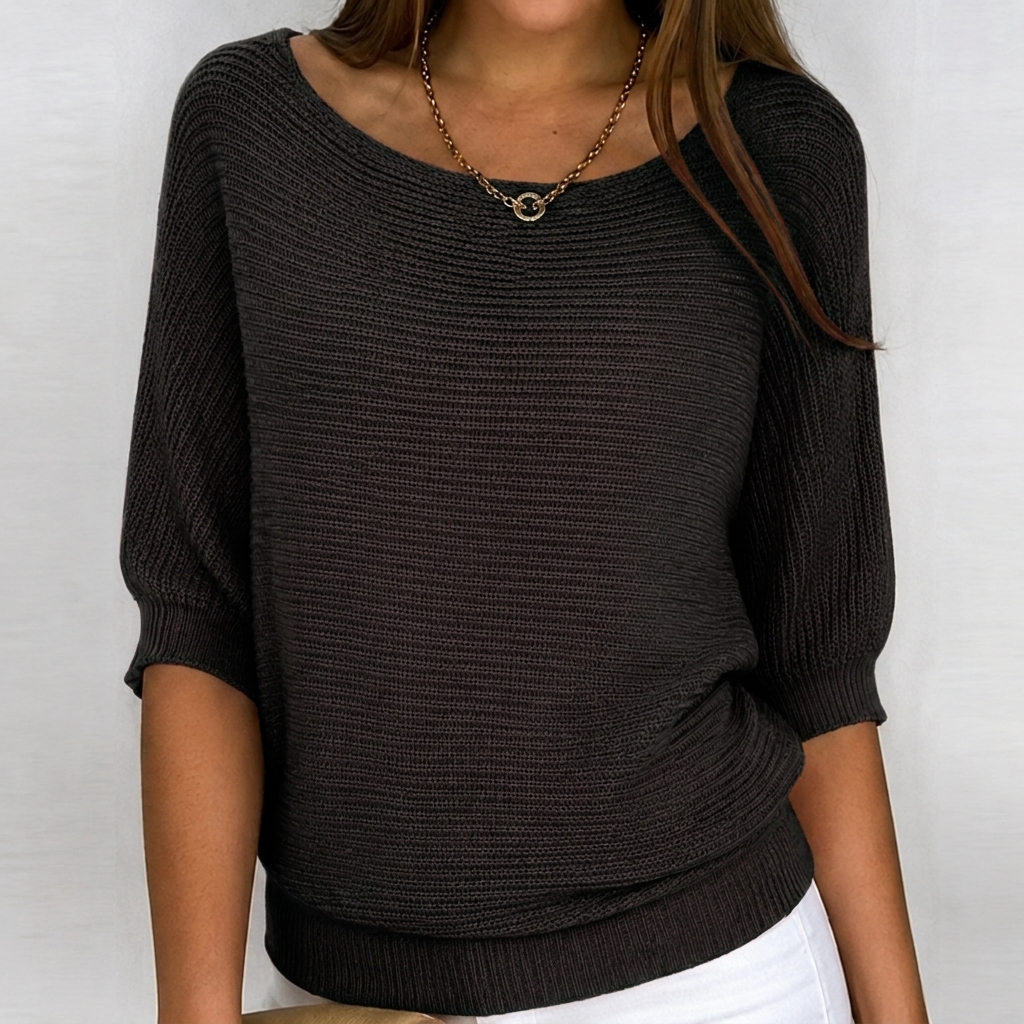 Hyacinth | Relaxed Ribbed-Hem Sweater — Allyours Closet (view 4)