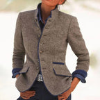 Heritage Stand-Collar Two-Tone Blazer