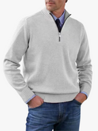 Men's Casual Knit Pullover Sweater with Half-Zip Mock Neck — Allyours Closet