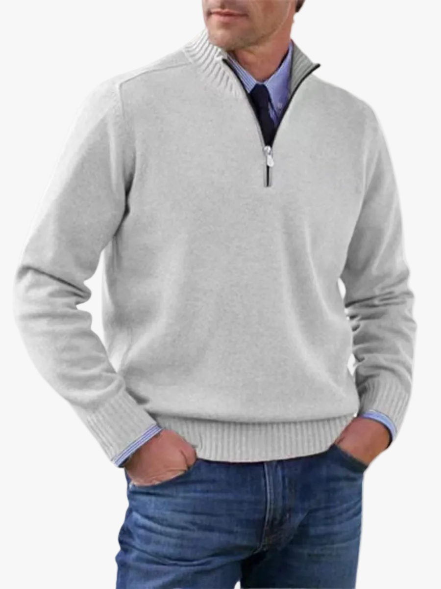Men's Casual Knit Pullover Sweater with Half-Zip Mock Neck — Allyours Closet