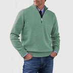 Men's Casual Knit Pullover Sweater with Half-Zip Mock Neck — Allyours Closet (view 10)