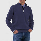 Men's Casual Knit Pullover Sweater with Half-Zip Mock Neck — Allyours Closet (view 11)