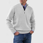 Men's Casual Knit Pullover Sweater with Half-Zip Mock Neck — Allyours Closet (view 2)