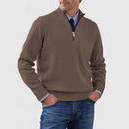 Men's Casual Knit Pullover Sweater with Half-Zip Mock Neck — Allyours Closet (view 3)