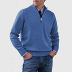 Men's Casual Knit Pullover Sweater with Half-Zip Mock Neck — Allyours Closet (view 7)