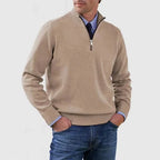 Men's Casual Knit Pullover Sweater with Half-Zip Mock Neck — Allyours Closet (view 8)