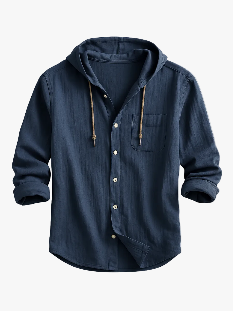 Men's Casual Woven Shirt with Hood and Button Front — Allyours Closet
