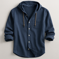 Men's Casual Woven Shirt with Hood and Button Front — Allyours Closet (view 2)