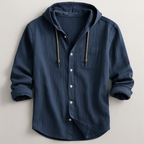 Men's Casual Woven Shirt with Hood and Button Front — Allyours Closet (view 2)