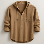 Men's Casual Woven Shirt with Hood and Button Front — Allyours Closet (view 4)