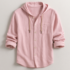 Men's Casual Woven Shirt with Hood and Button Front — Allyours Closet (view 5)