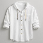 Men's Casual Woven Shirt with Hood and Button Front — Allyours Closet (view 6)