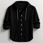 Men's Casual Woven Shirt with Hood and Button Front — Allyours Closet (view 7)